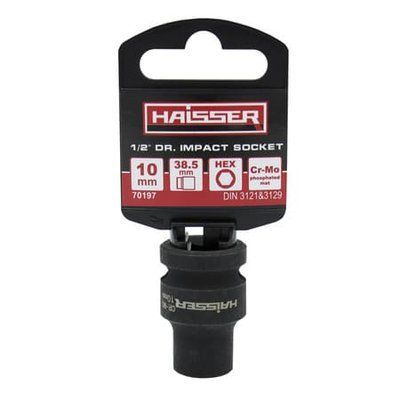 Головка ударна шестигранна 1/2" фосфат. 10ммx38.5мм HAISSER 70197 фото